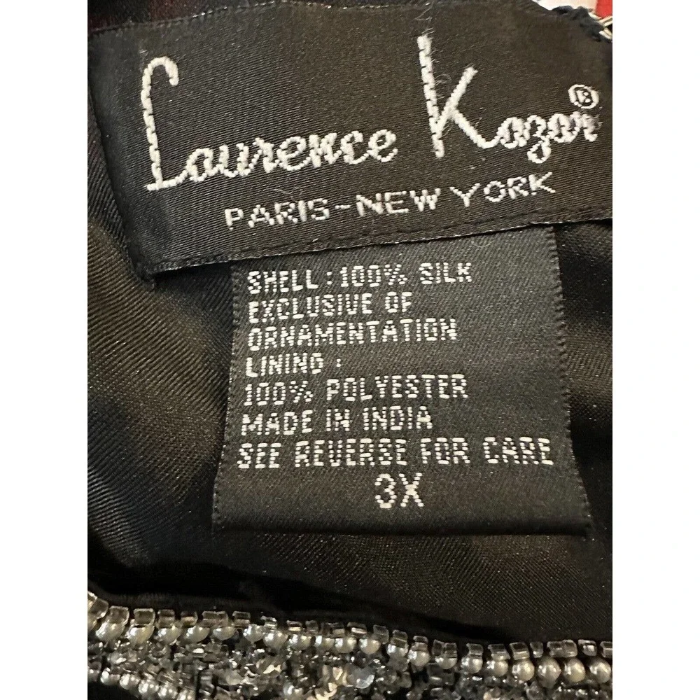 *Flawed* Vintage Laurence Kazar Silk Beaded Embellished Top Black Plus Size 3X - Picture 6 of 12